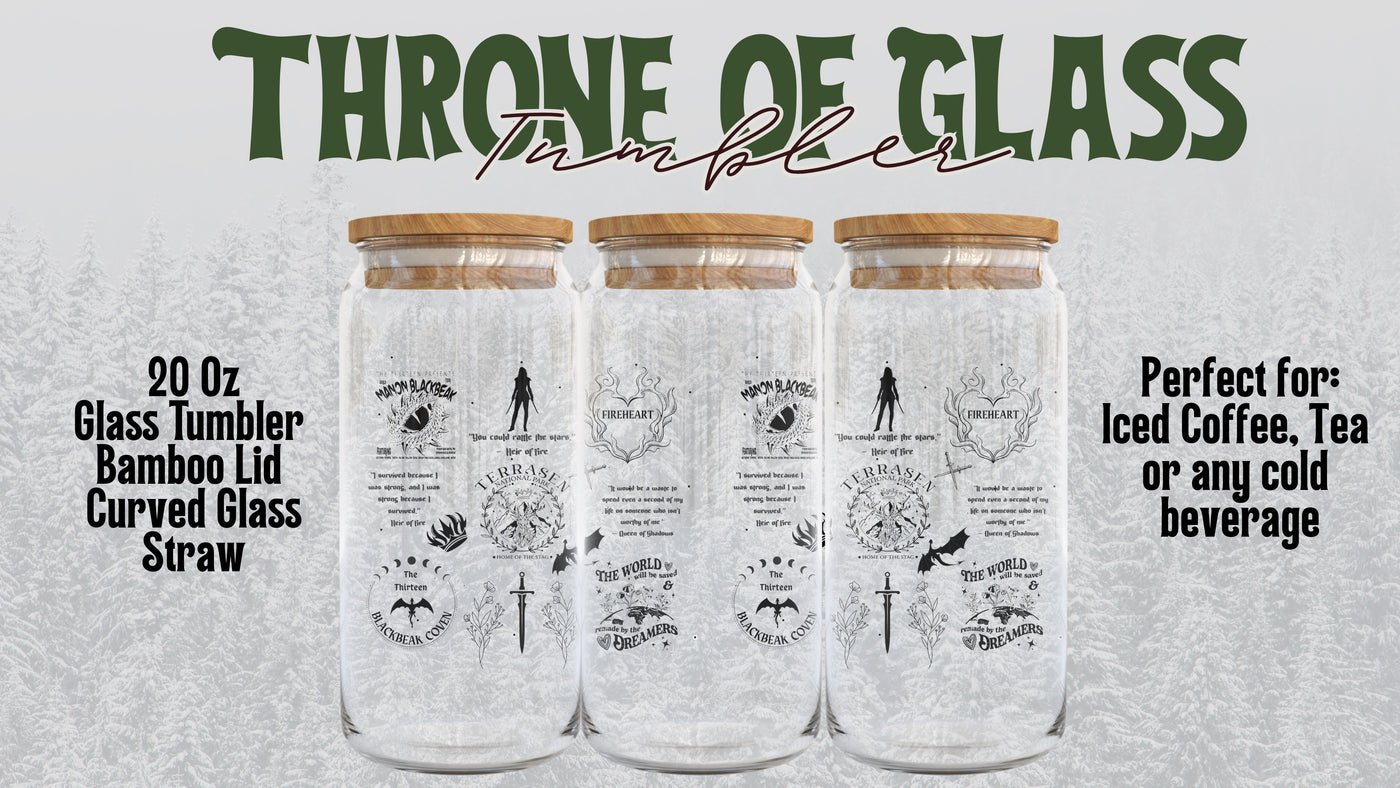 Throne of Glass 20oz Glass Tumbler | Fantasy-Inspired Drinkware