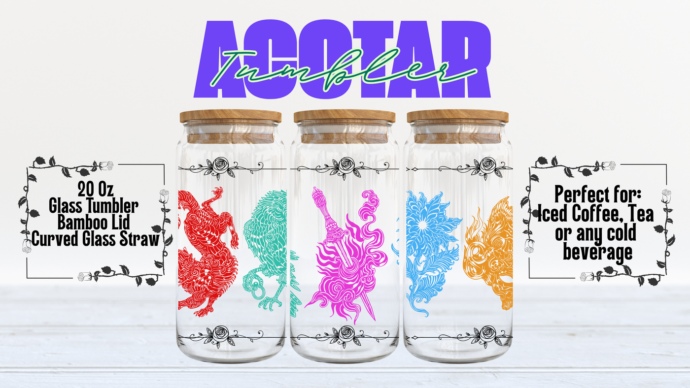 ACOTAR 20oz Glass Tumbler | Book Cover-Inspired Drinkware